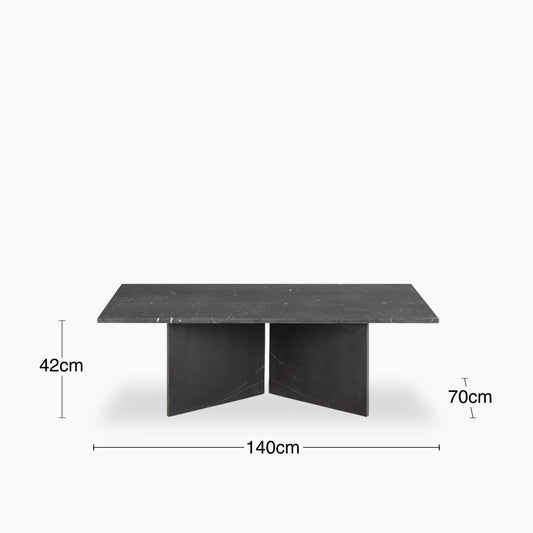 Onyx Black Marble Rectangle Coffee Table