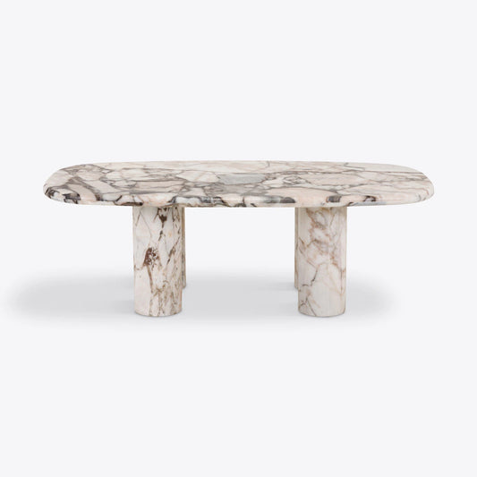 Oval Elephant White Marble Coffee Table