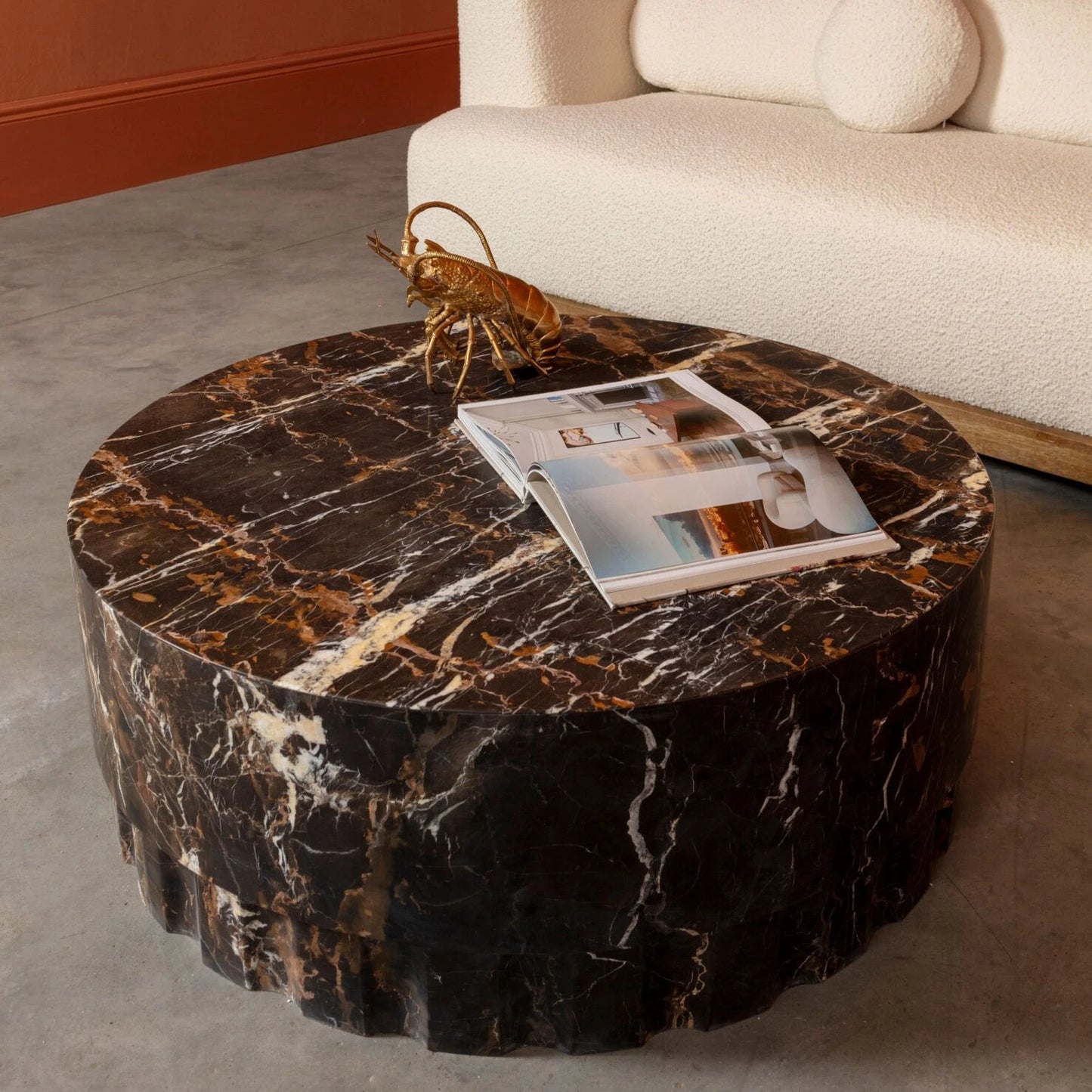 Round Black Marble Coffee Table