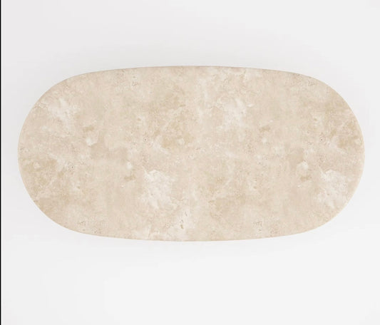 Classic Beige Oval Travertine Coffee Table