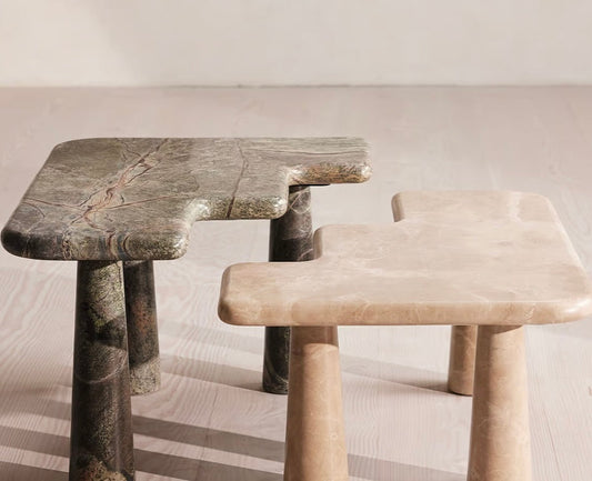 Soho Home Jada Coffee Table Set, Light Emperador and Verde Bosque Marble