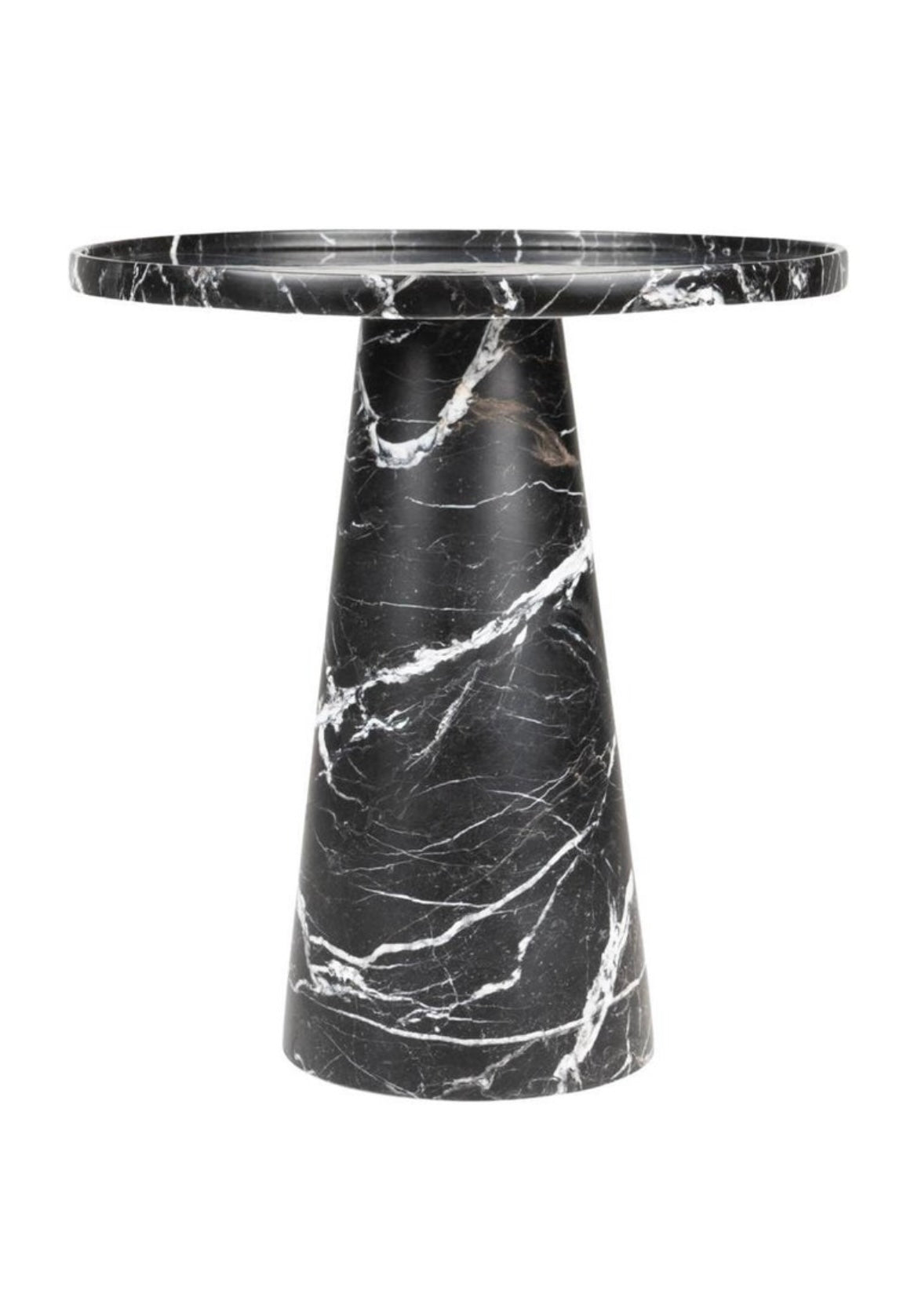 Black Marble Pedestal Cone Side / End Table