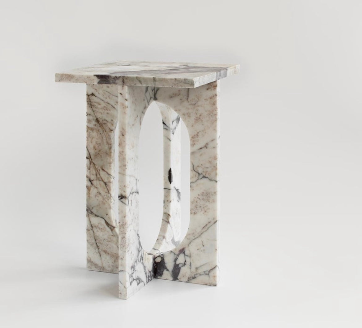 Calacatta Viola Marble Contemporary Side \ End Table