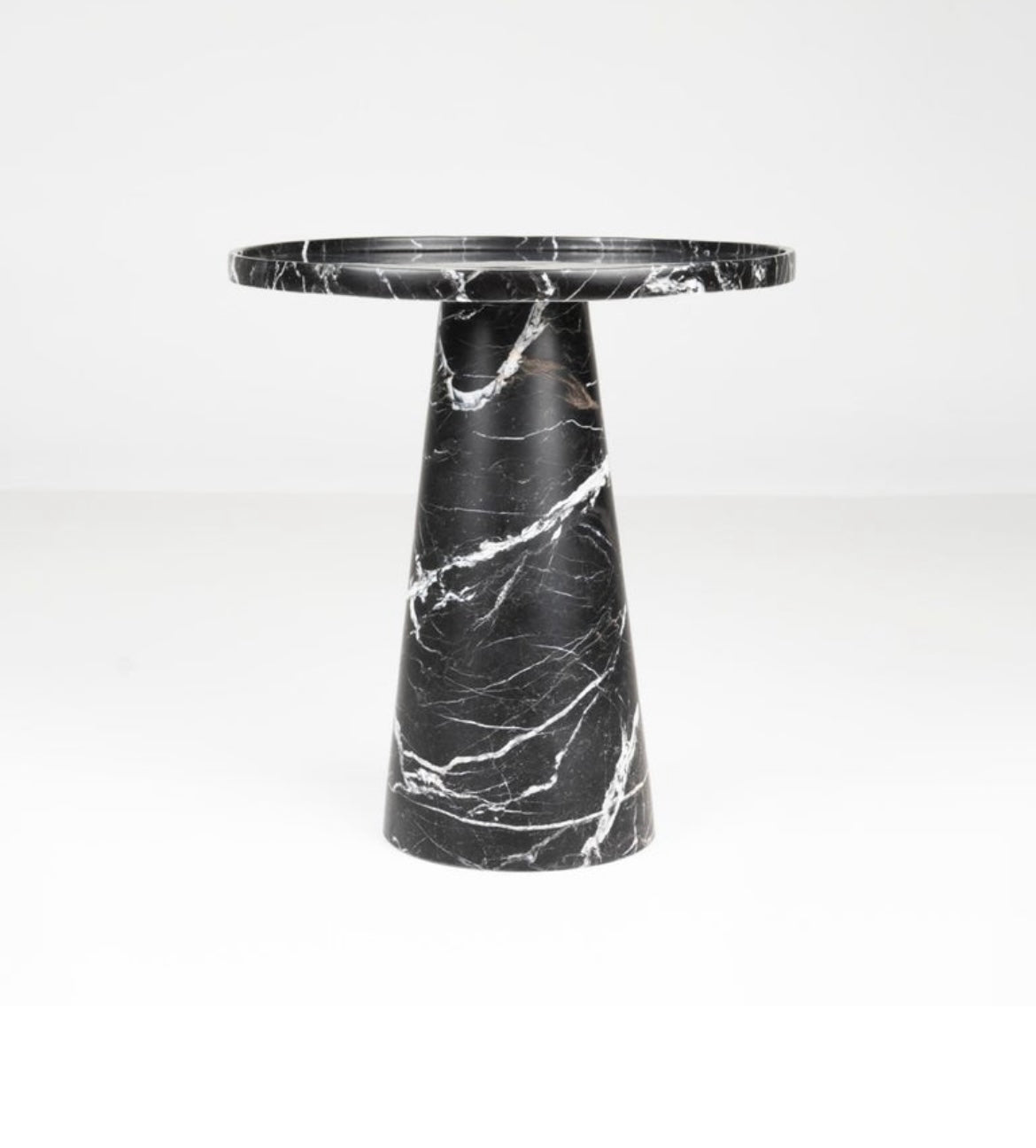 Black Marble Pedestal Cone Side / End Table