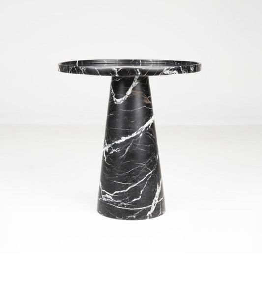 Black Marble Pedestal Cone Side / End Table