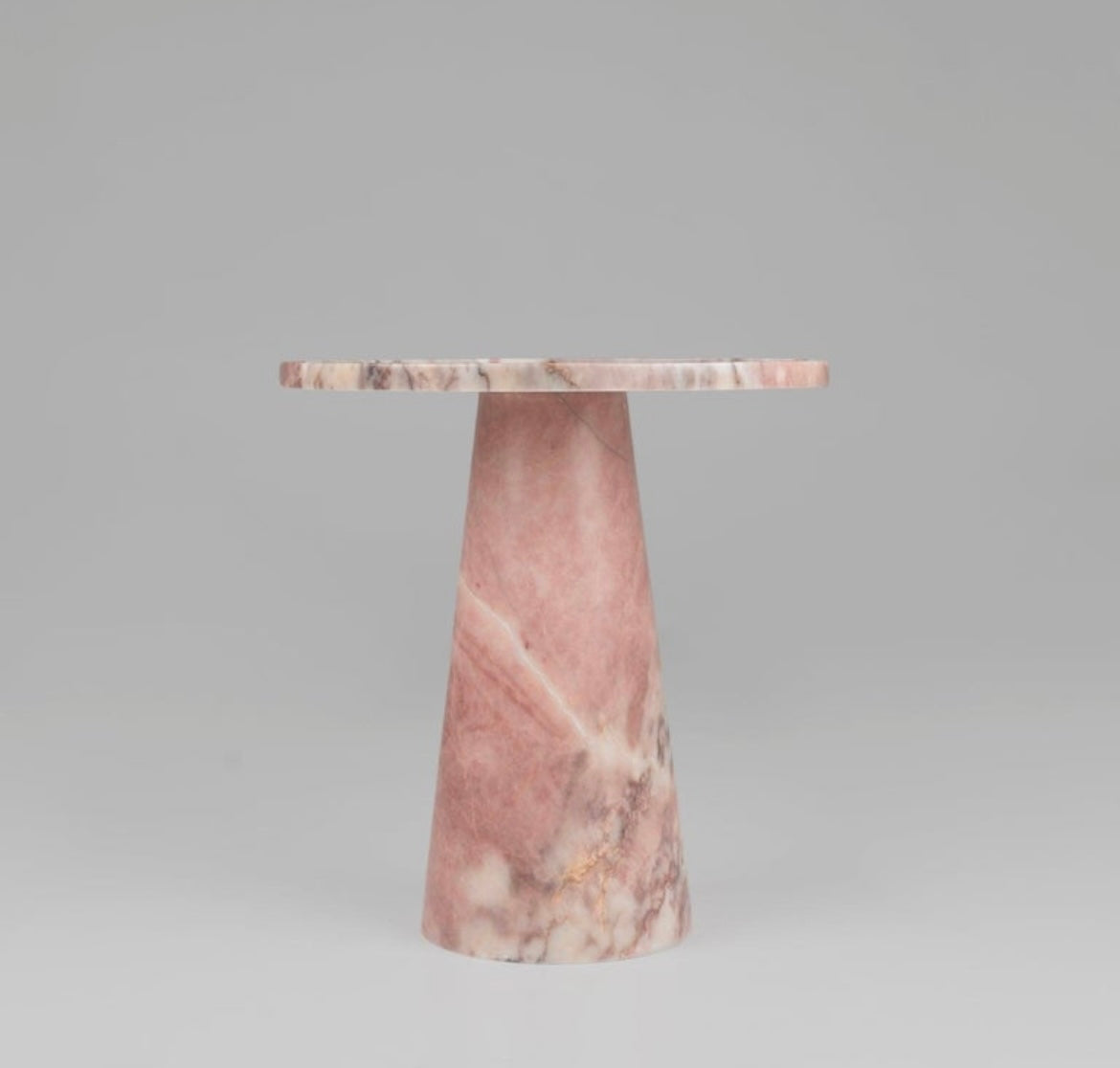 Pink Marble Pedestal Cone Side / End Table