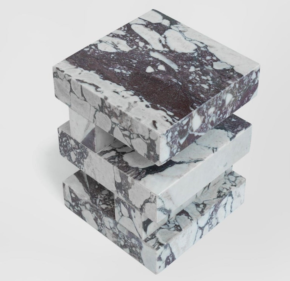 Calacatta Viola Marble Cubed Side / End Bedside Table