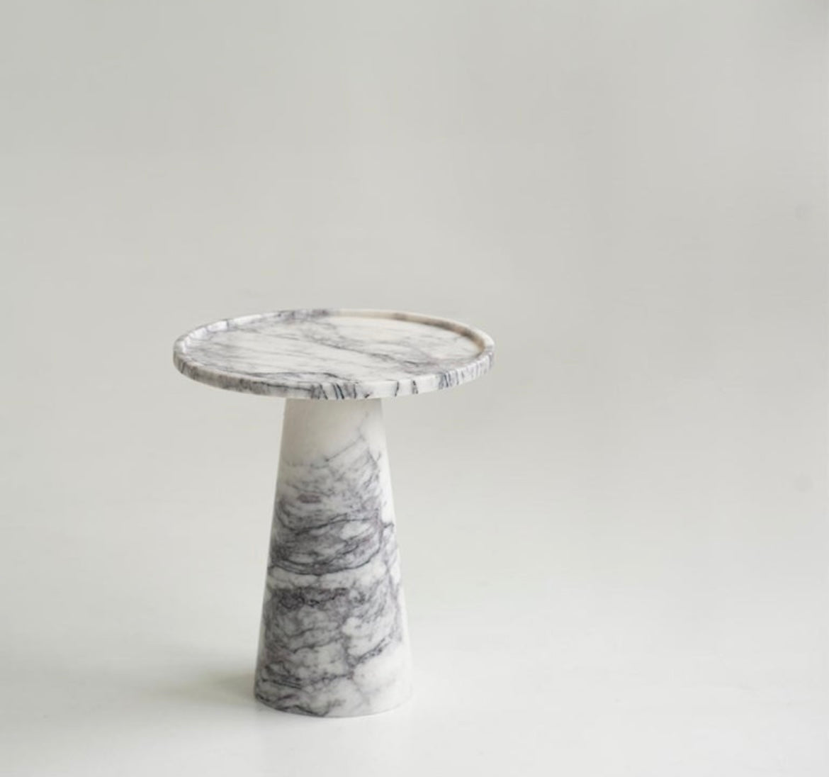 Calacatta Viola Marble Pedestal Cone Side / End Table