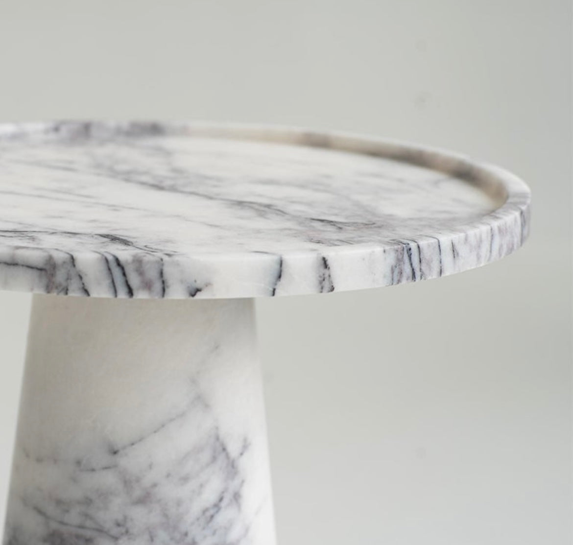 Calacatta Viola Marble Pedestal Cone Side / End Table