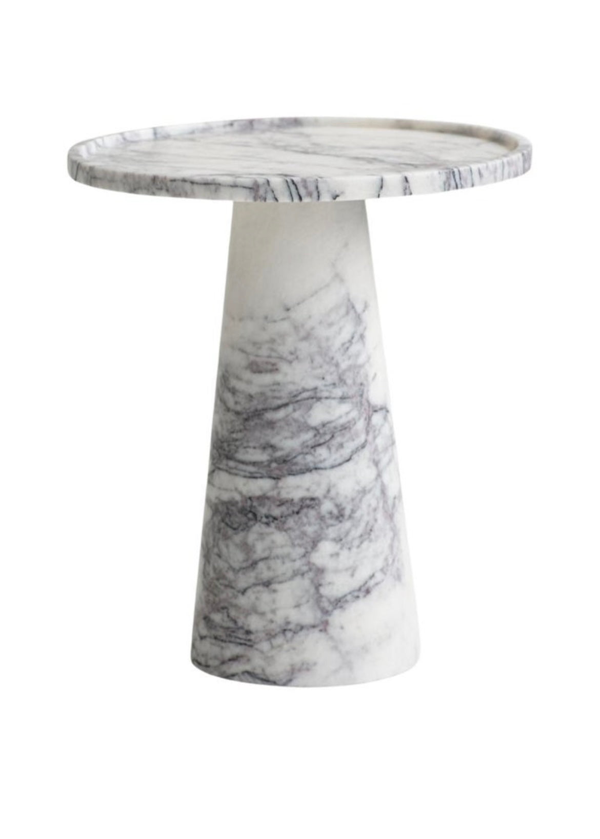 Calacatta Viola Marble Pedestal Cone Side / End Table