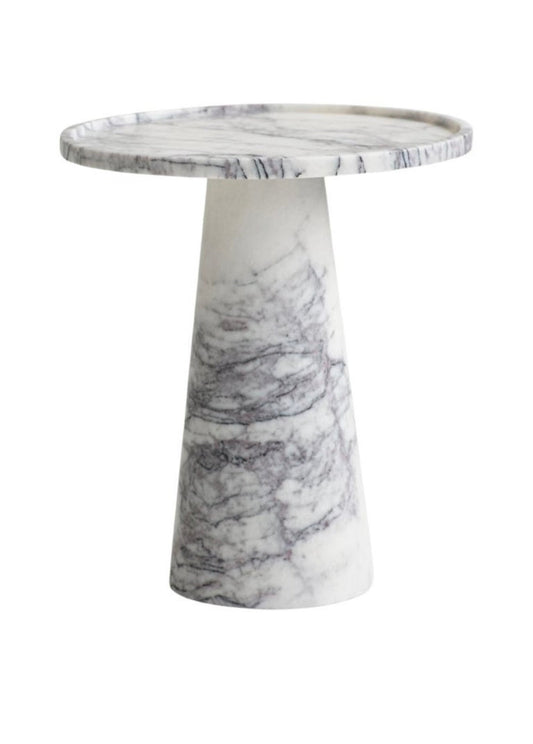 Calacatta Viola Marble Pedestal Cone Side / End Table