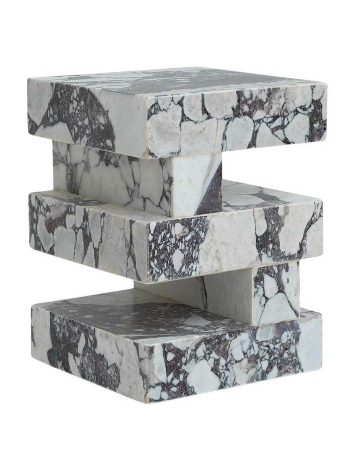 Calacatta Viola Marble Cubed Side / End Bedside Table
