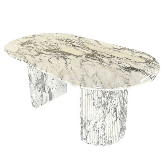 White Calacatta Marble 6 Seat Dining Table