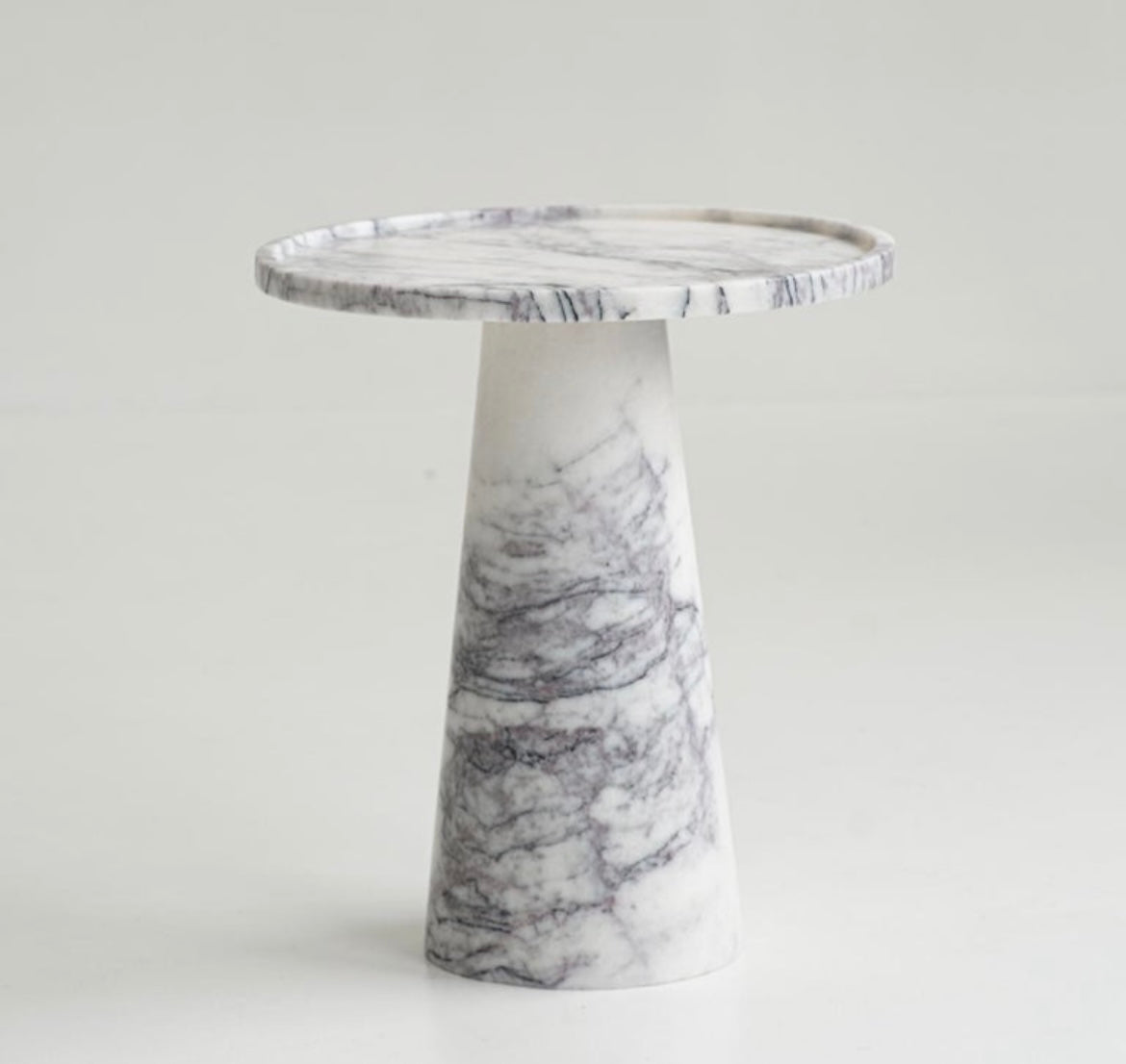 Calacatta Viola Marble Pedestal Cone Side / End Table