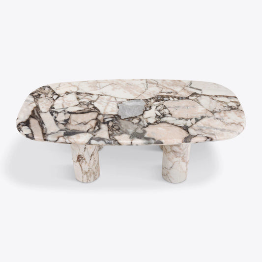 Oval Elephant White Marble Coffee Table