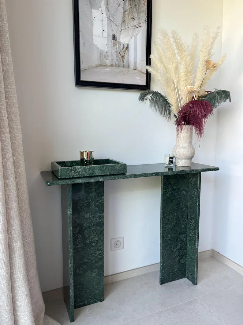 Green Marble Standing Console Table