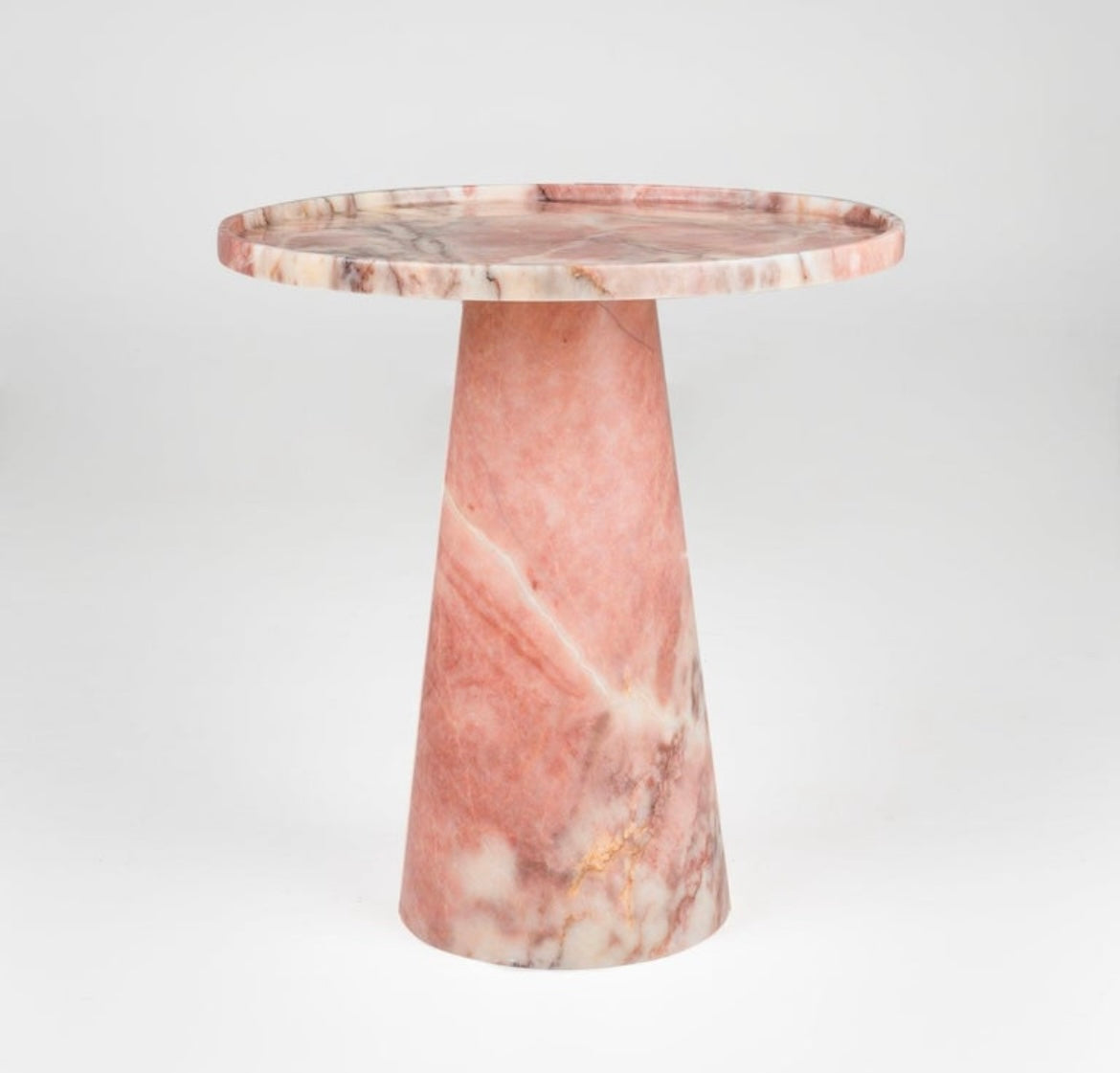 Pink Marble Pedestal Cone Side / End Table