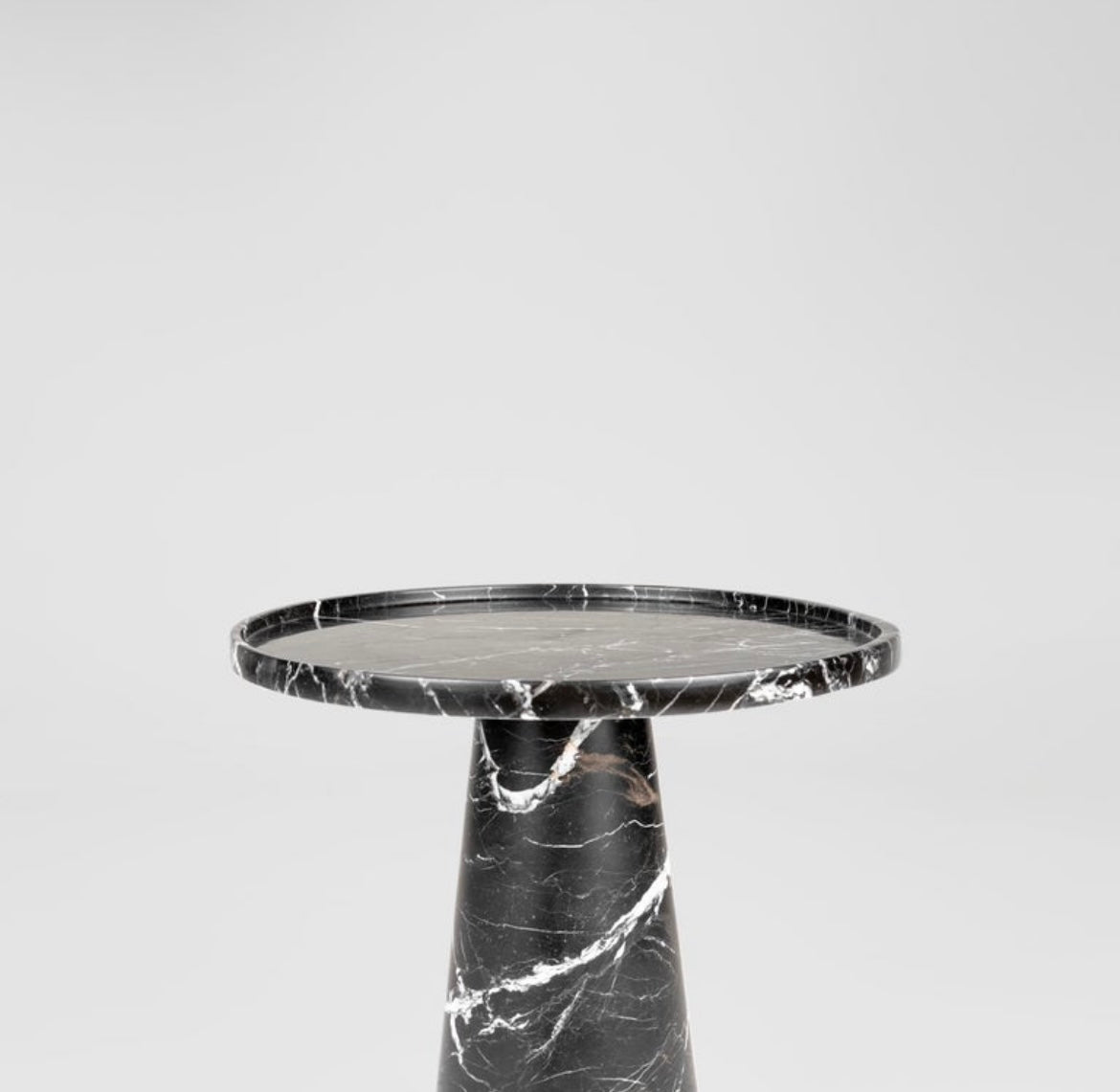 Black Marble Pedestal Cone Side / End Table