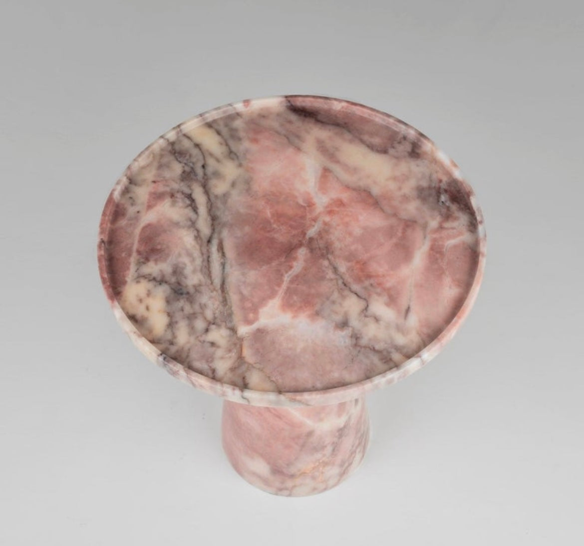 Pink Marble Pedestal Cone Side / End Table