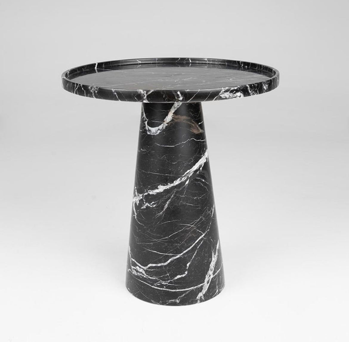 Black Marble Pedestal Cone Side / End Table