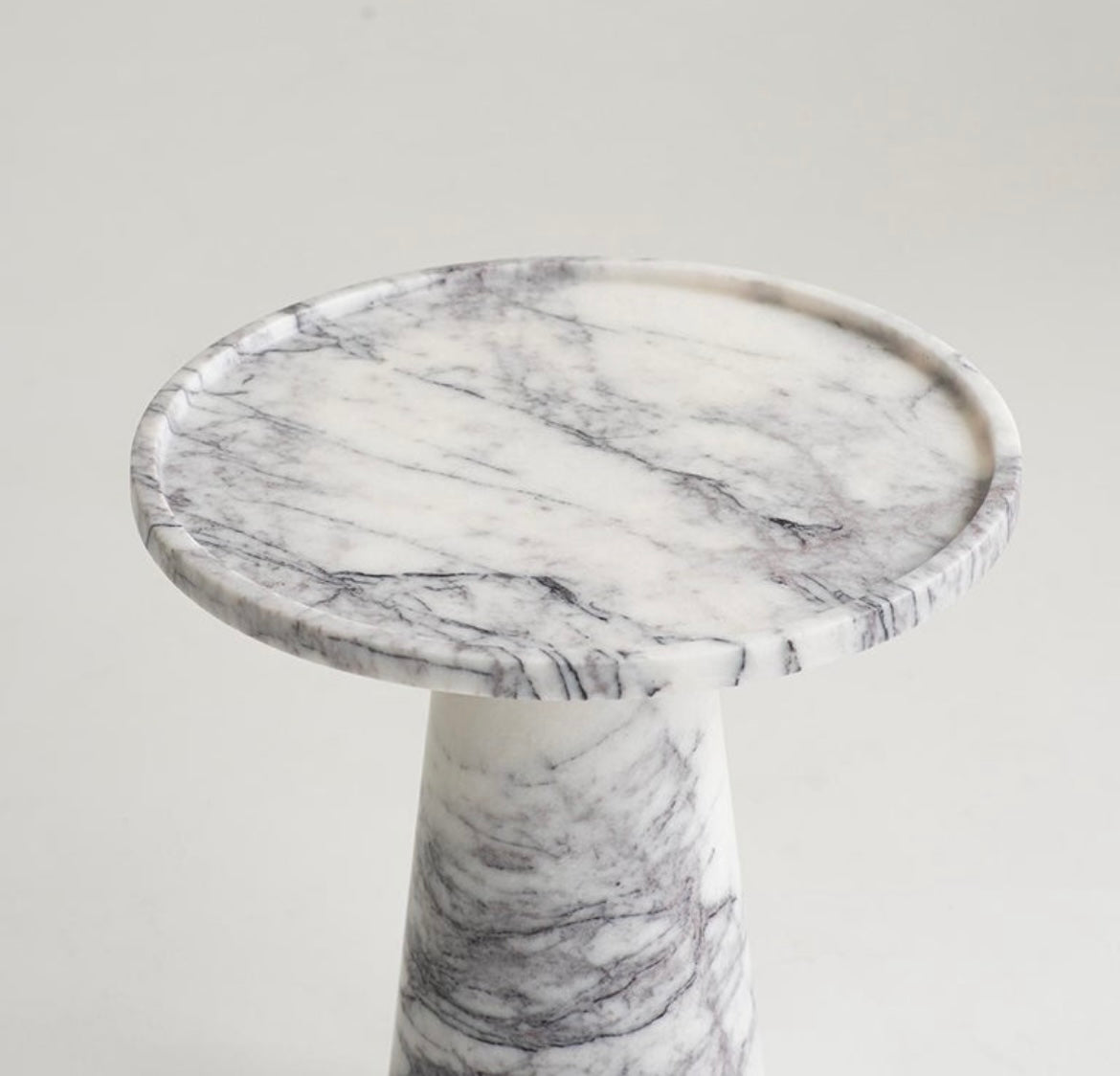 Calacatta Viola Marble Pedestal Cone Side / End Table