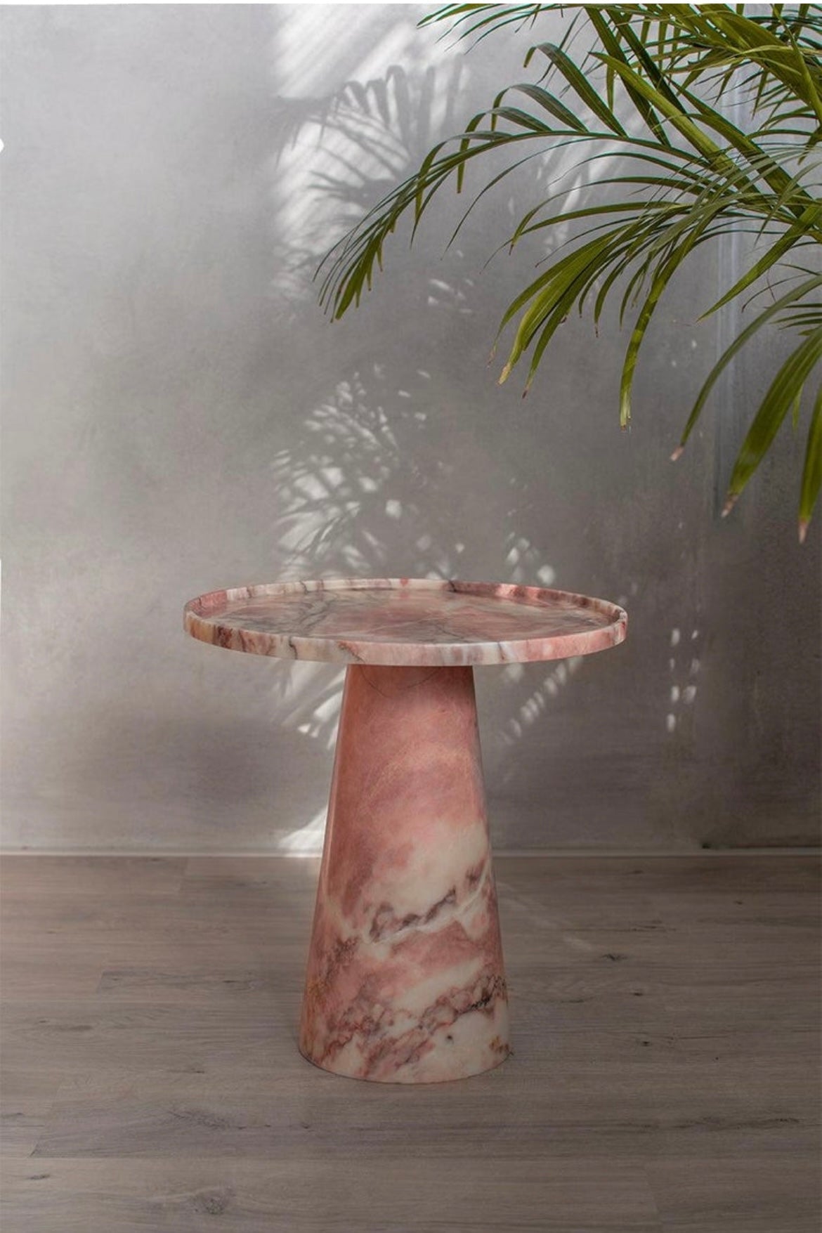 Pink Marble Pedestal Cone Side / End Table