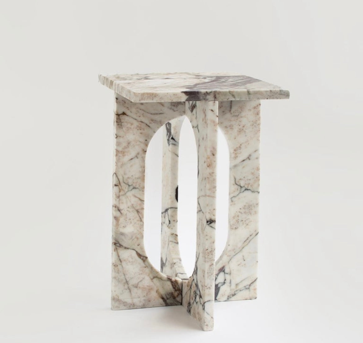 Calacatta Viola Marble Contemporary Side \ End Table