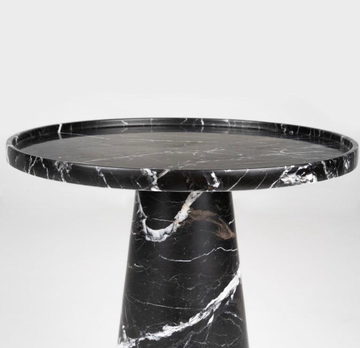 Black Marble Pedestal Cone Side / End Table